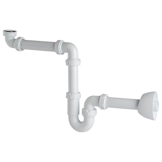 P-sifon met muurbuis en rozet, type S-305